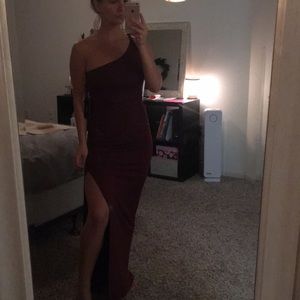 one shoulder maxi dress (great for weddings)